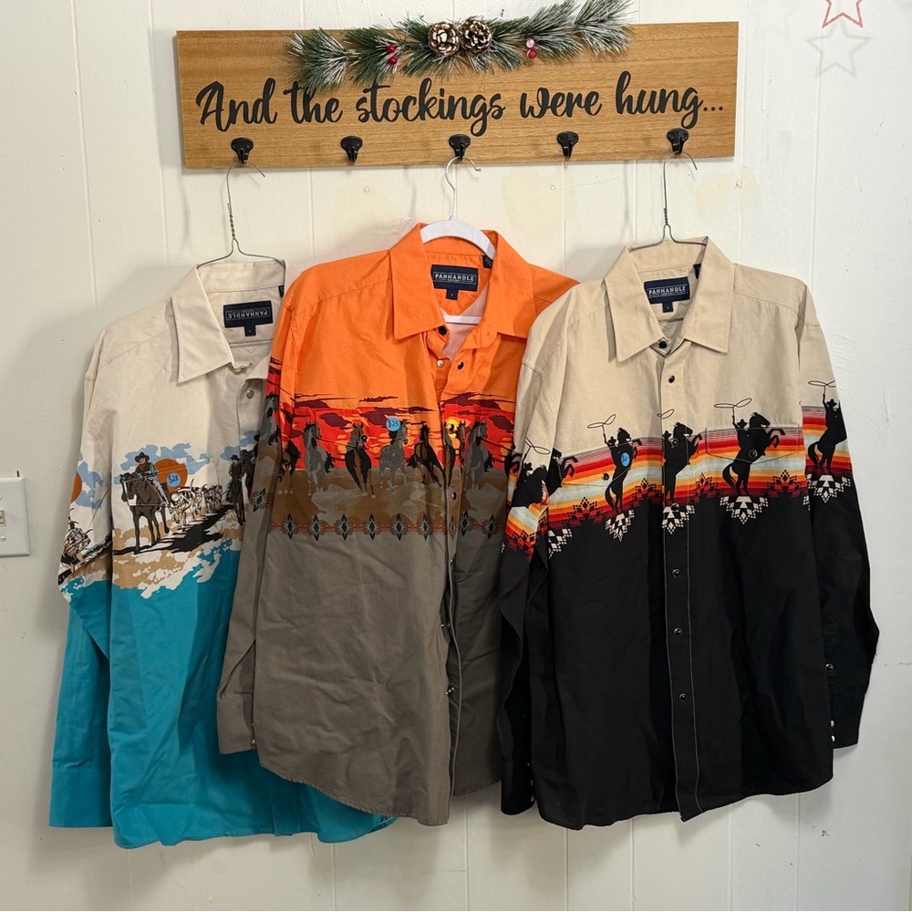 Panhandle Western Shirt bundle - Turquoise, Orange, Black